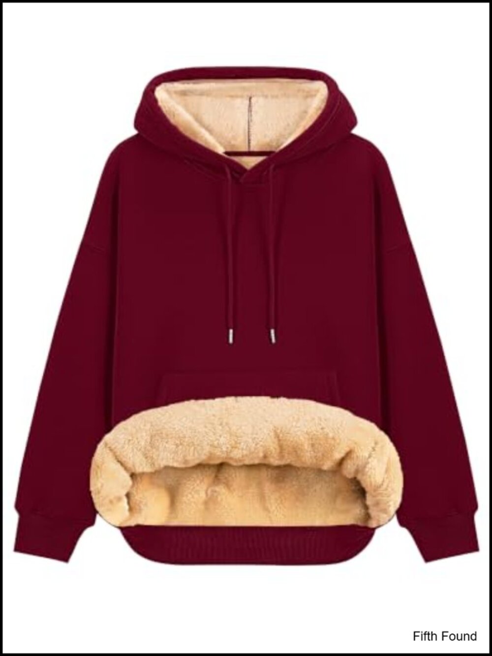 Sherpa Lined Cotton Fleece Hoodie Loose Warm Winter Pullover